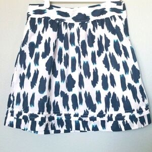 Loft Spring Abstract White And Blue Cotton skirt size 2